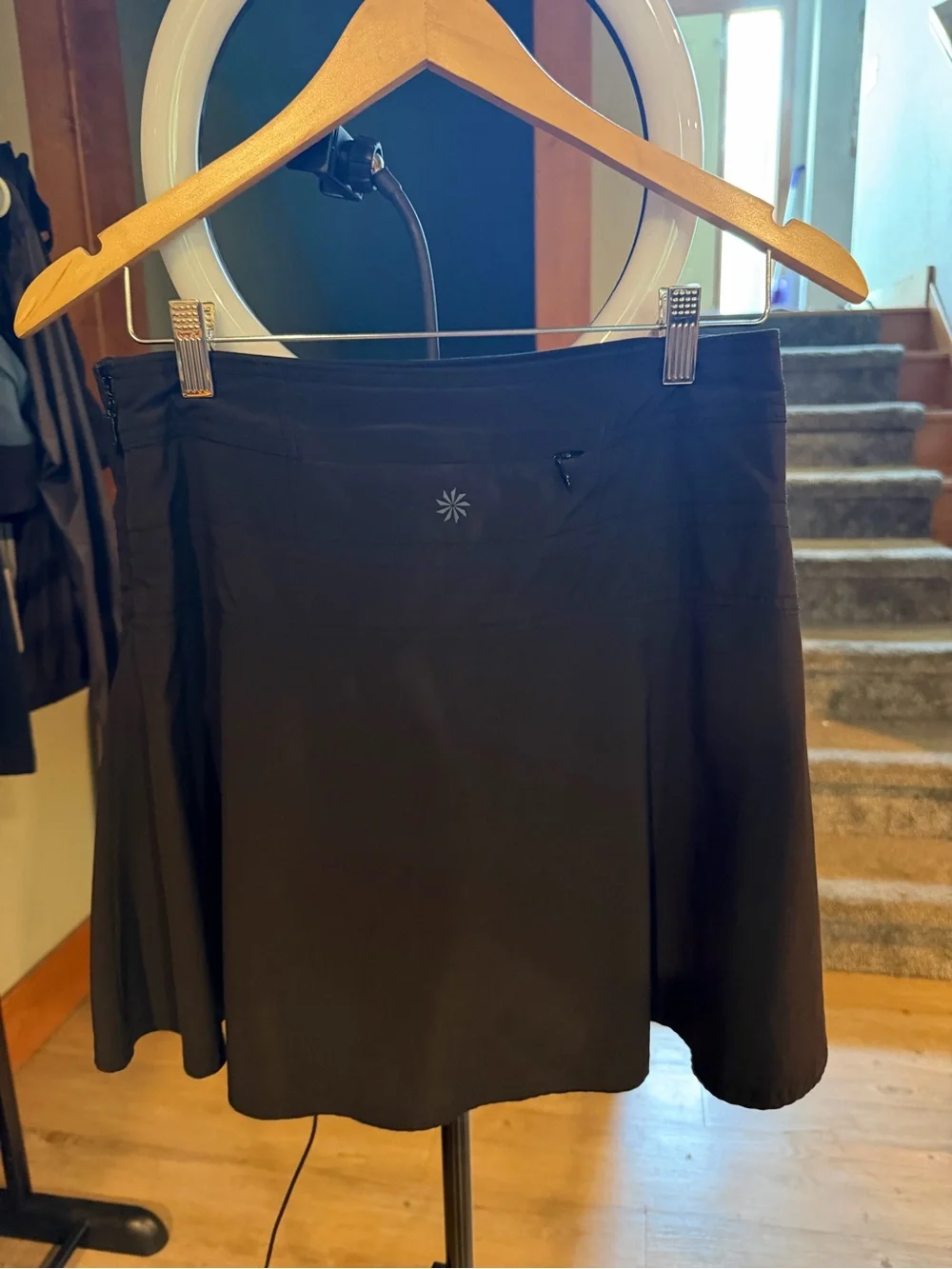 Athleta Black A-Line Active Skirt with Subtle Logo